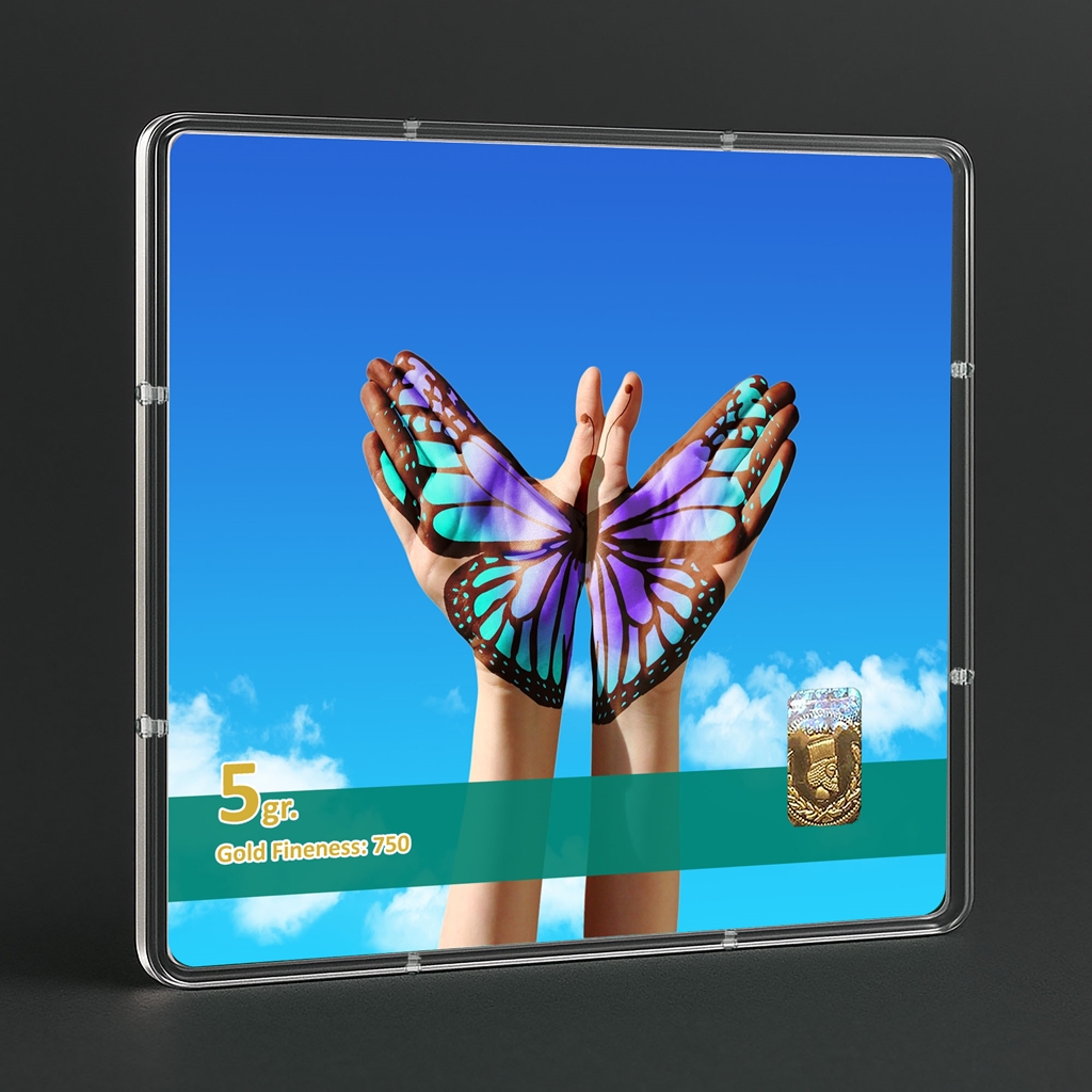 شمش طلا 18 عیار طلاشاپ مدل پروانه کد BRF10035 - Image 3