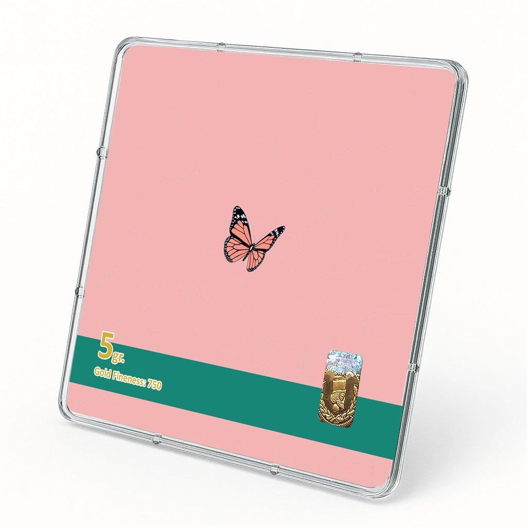 شمش طلا 18 عیار طلاشاپ مدل پروانه کد BRF10050 - Image 2