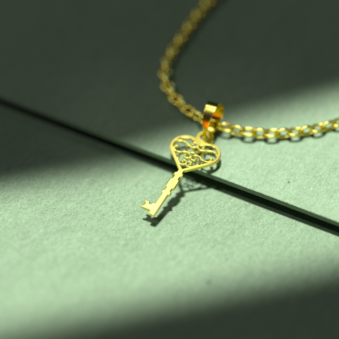 پلاک طلا 18 عیار زنانه مدل کلید کد R377 - Image 2