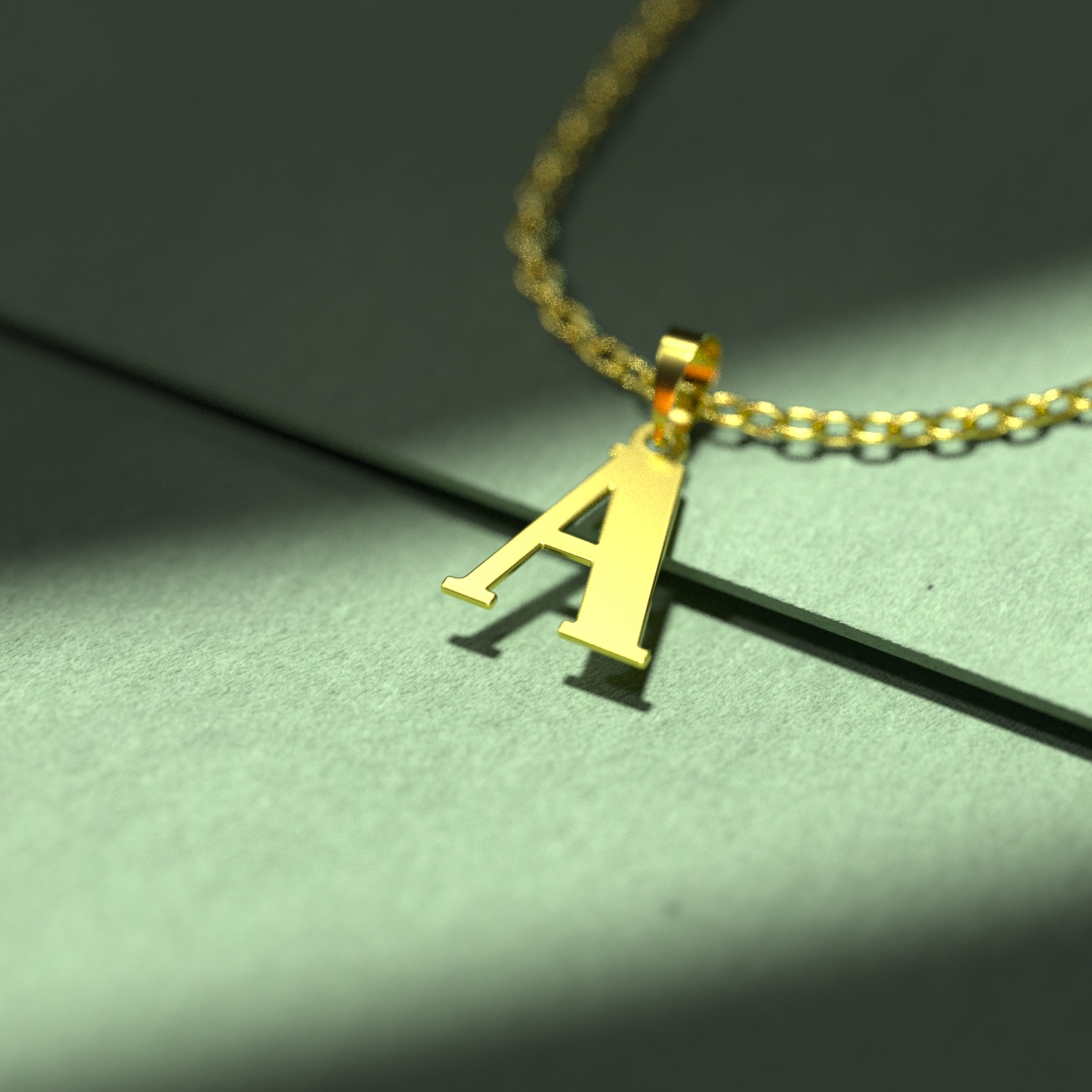 پلاک طلا 18 عیار زنانه مدل حرف A کد R492 - Image 2