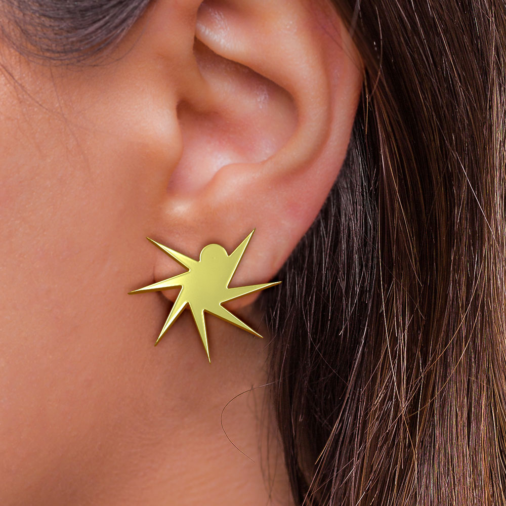 گوشواره طلا 18 عیار زنانه مدل ستاره کد R046 - Image 2