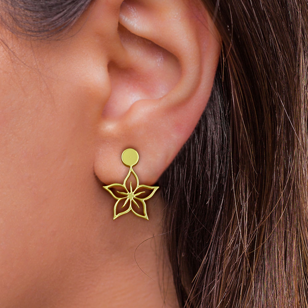 گوشواره طلا 18 عیار زنانه مدل گل کد R572 - Image 2