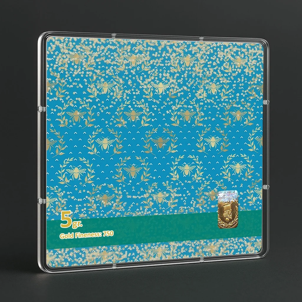 شمش طلا 18 عیار طلاشاپ مدل اسلیمی کد BRF10042 - تصویر 3