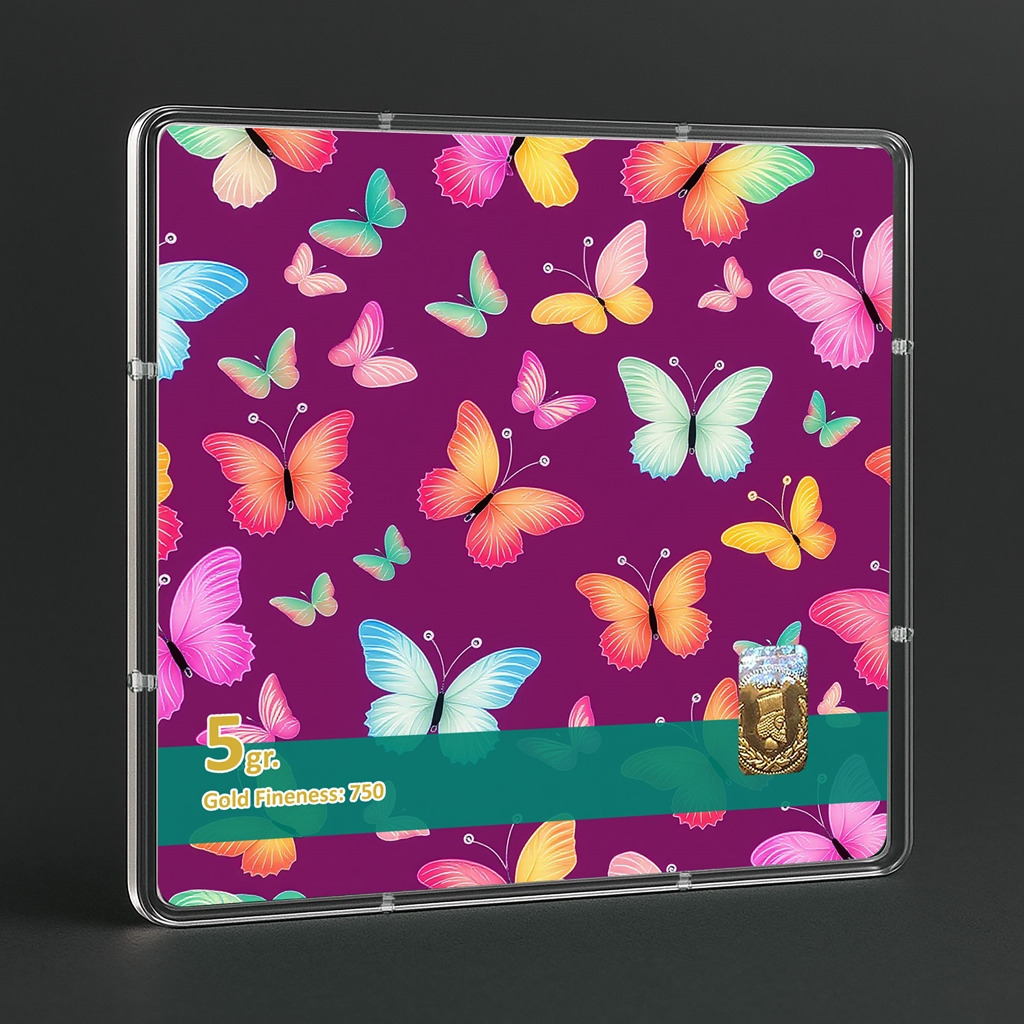 شمش طلا 18 عیار طلاشاپ مدل پروانه کد BRF10024 - Image 3