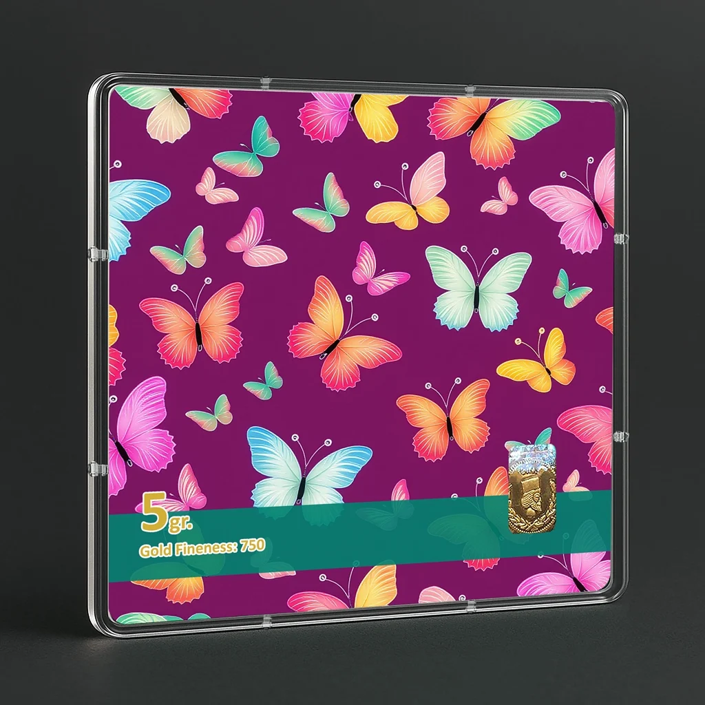 شمش طلا 18 عیار طلاشاپ مدل پروانه کد BRF10024 - تصویر 3