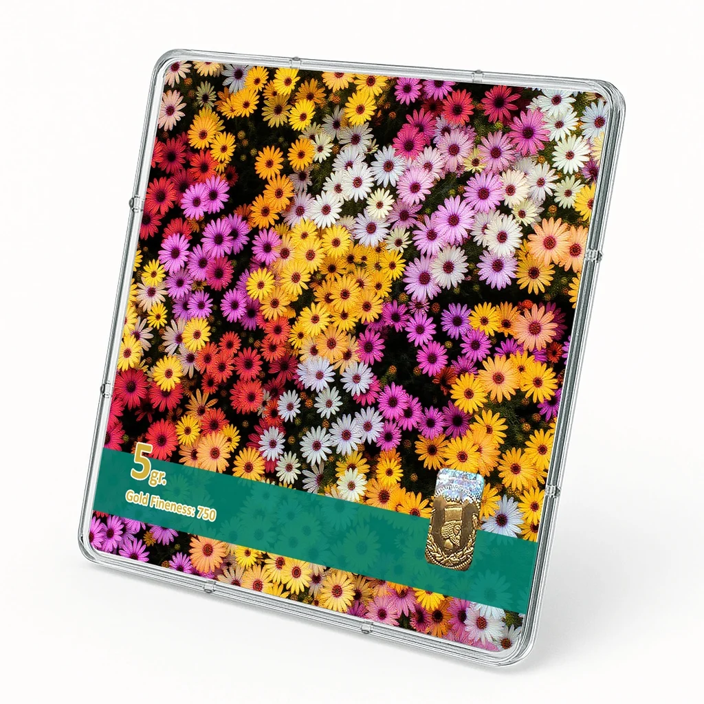 شمش طلا 18 عیار طلاشاپ مدل گل کد BRF10051 - تصویر 2