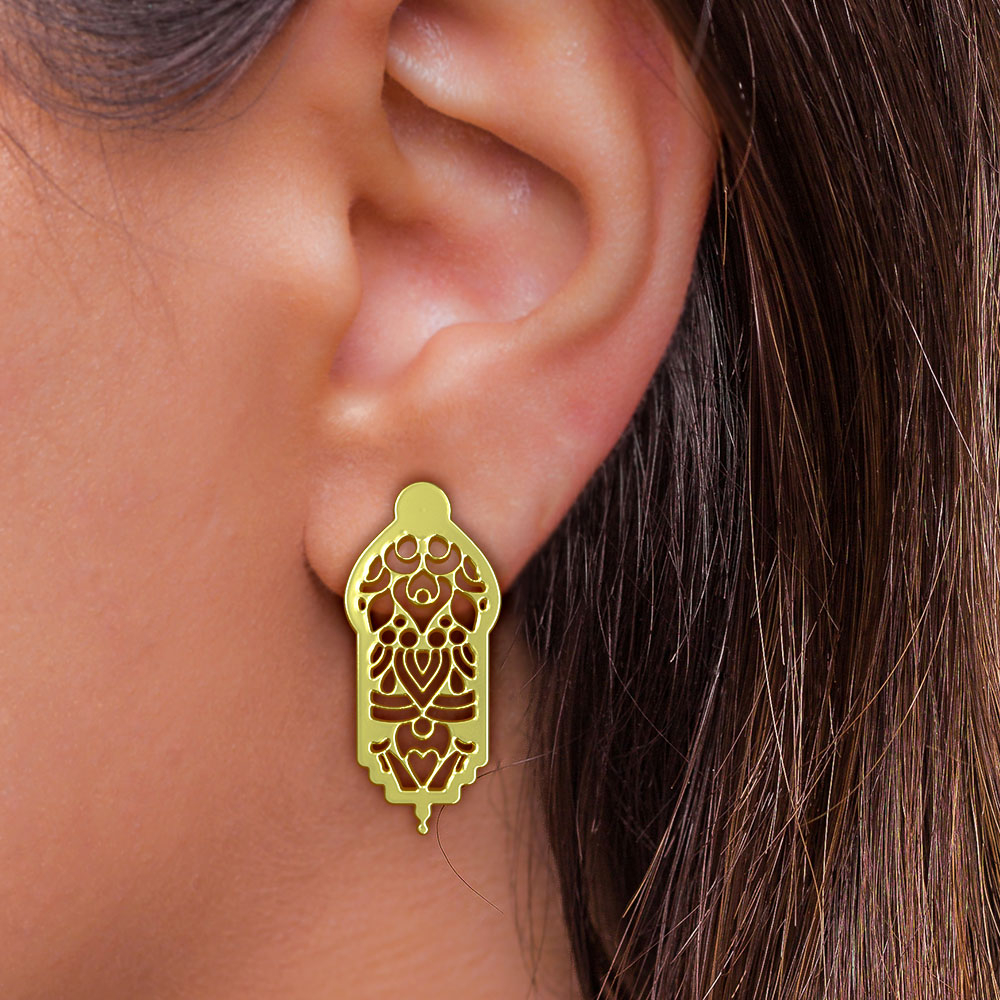 نیم ست طلا 18 عیار زنانه مدل هندسی کد R414 - Image 3