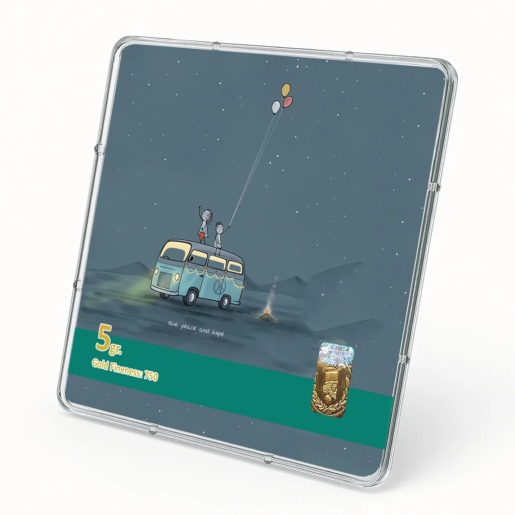 شمش طلا 18 عیار طلاشاپ مدل عاشقانه کد BRF10021 - تصویر 2