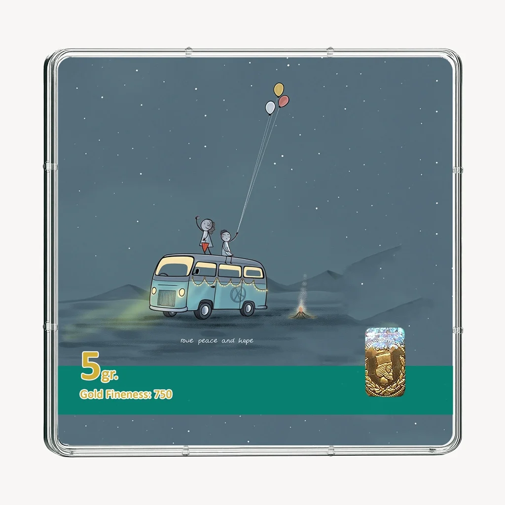 شمش طلا 18 عیار طلاشاپ مدل عاشقانه کد BRF10021