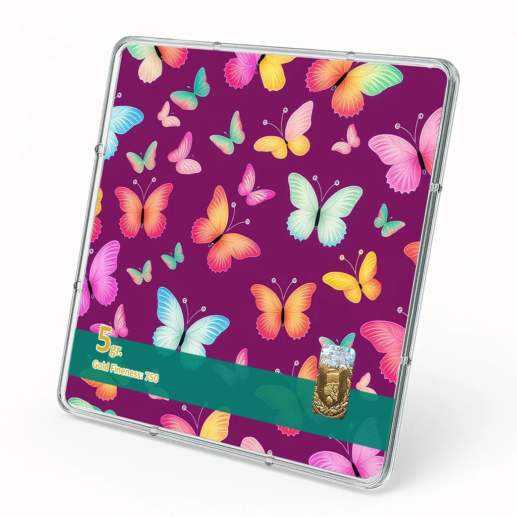 شمش طلا 18 عیار طلاشاپ مدل پروانه کد BRF10024 - تصویر 2