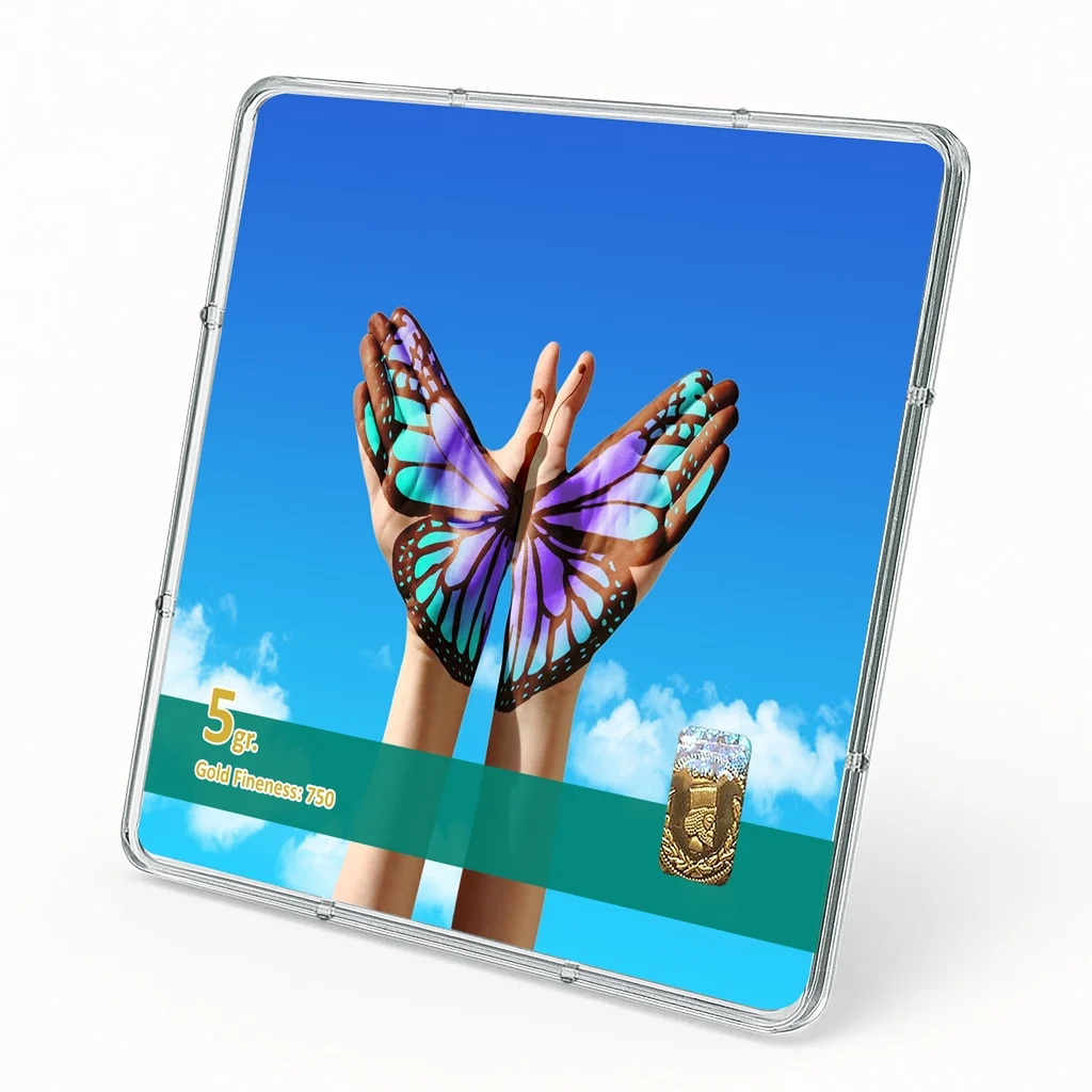 شمش طلا 18 عیار طلاشاپ مدل پروانه کد BRF10035 - تصویر 2