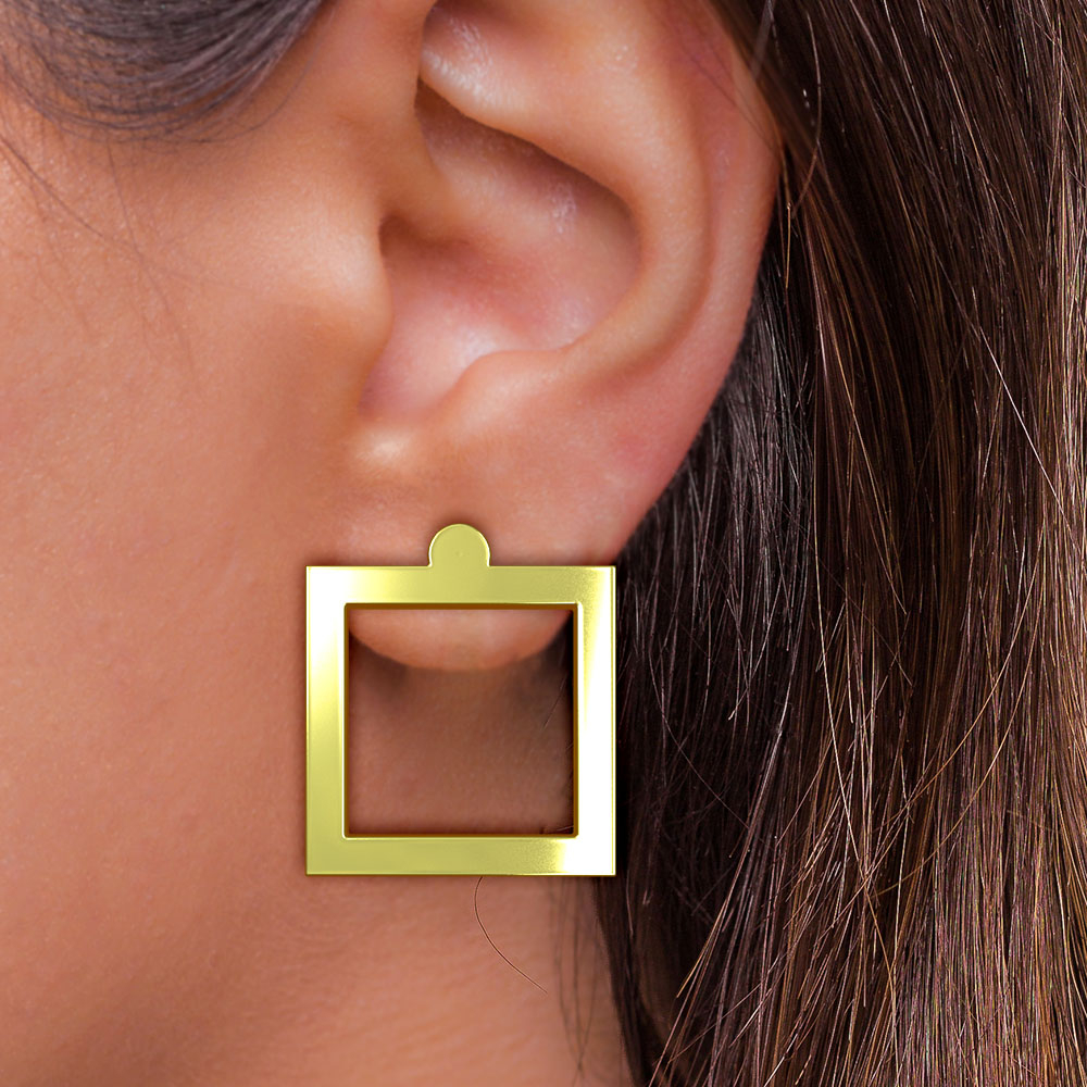 نیم ست طلا 18 عیار زنانه مدل مربع کد R430 - Image 2