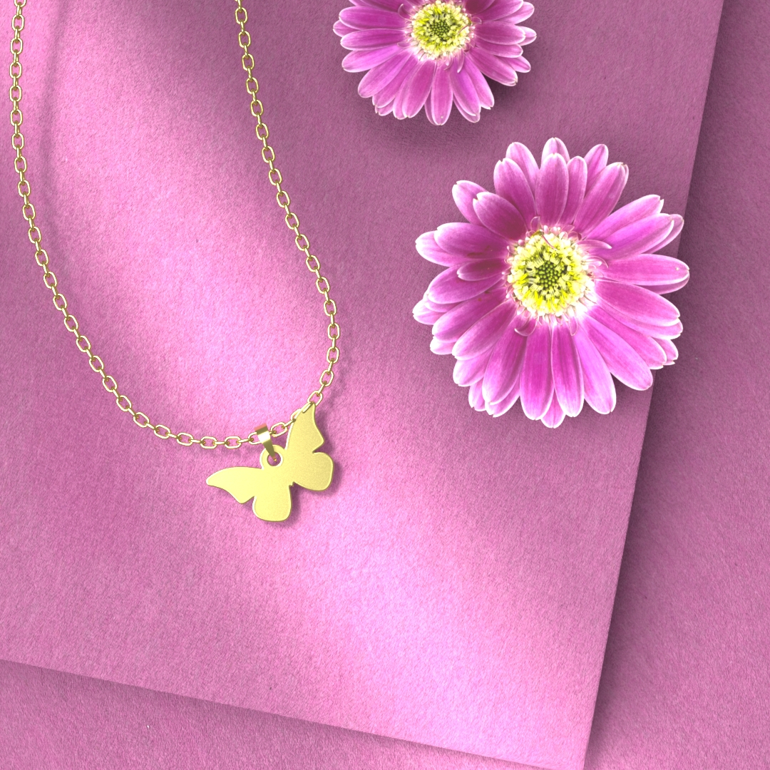 پلاک طلا 18 عیار زنانه مدل پروانه کد R629 - Image 3