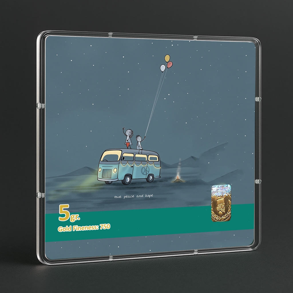 شمش طلا 18 عیار طلاشاپ مدل عاشقانه کد BRF10021 - Image 3