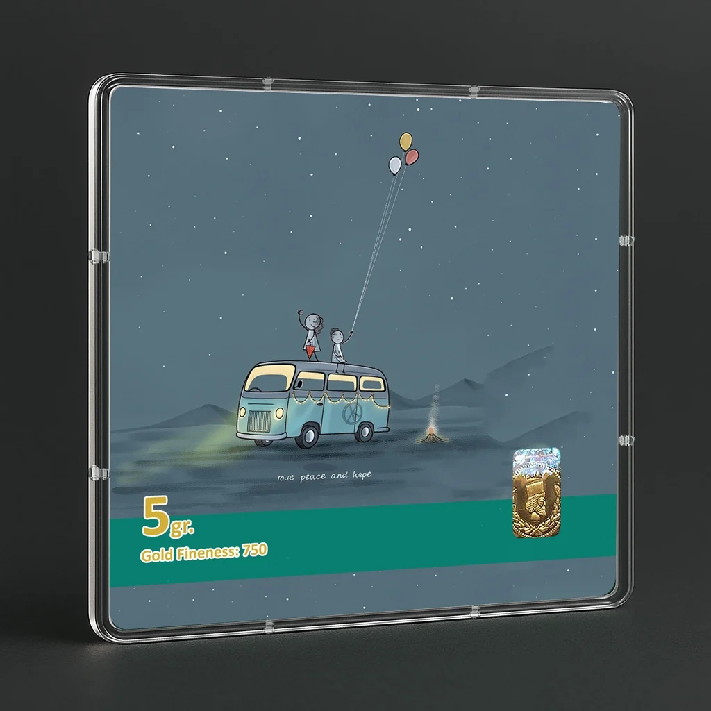 شمش طلا 18 عیار طلاشاپ مدل عاشقانه کد BRF10021 - تصویر 3