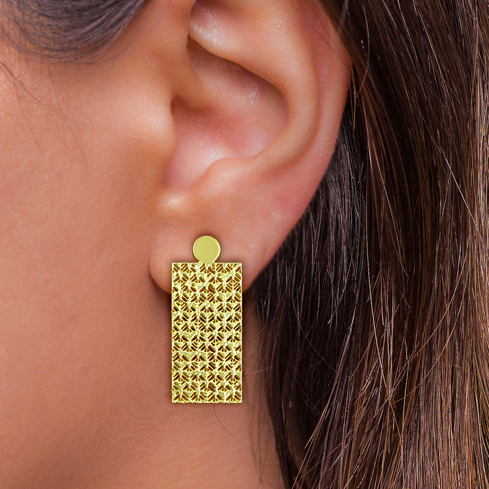 نیم ست طلا 18 عیار زنانه مدل مستطیل کد R456 - Image 2