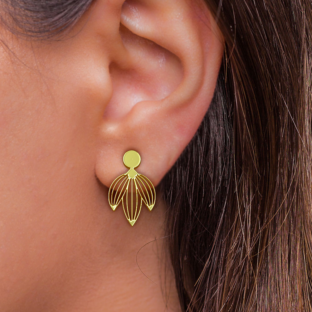 گوشواره طلا 18 عیار زنانه مدل گل کد R445 - Image 2