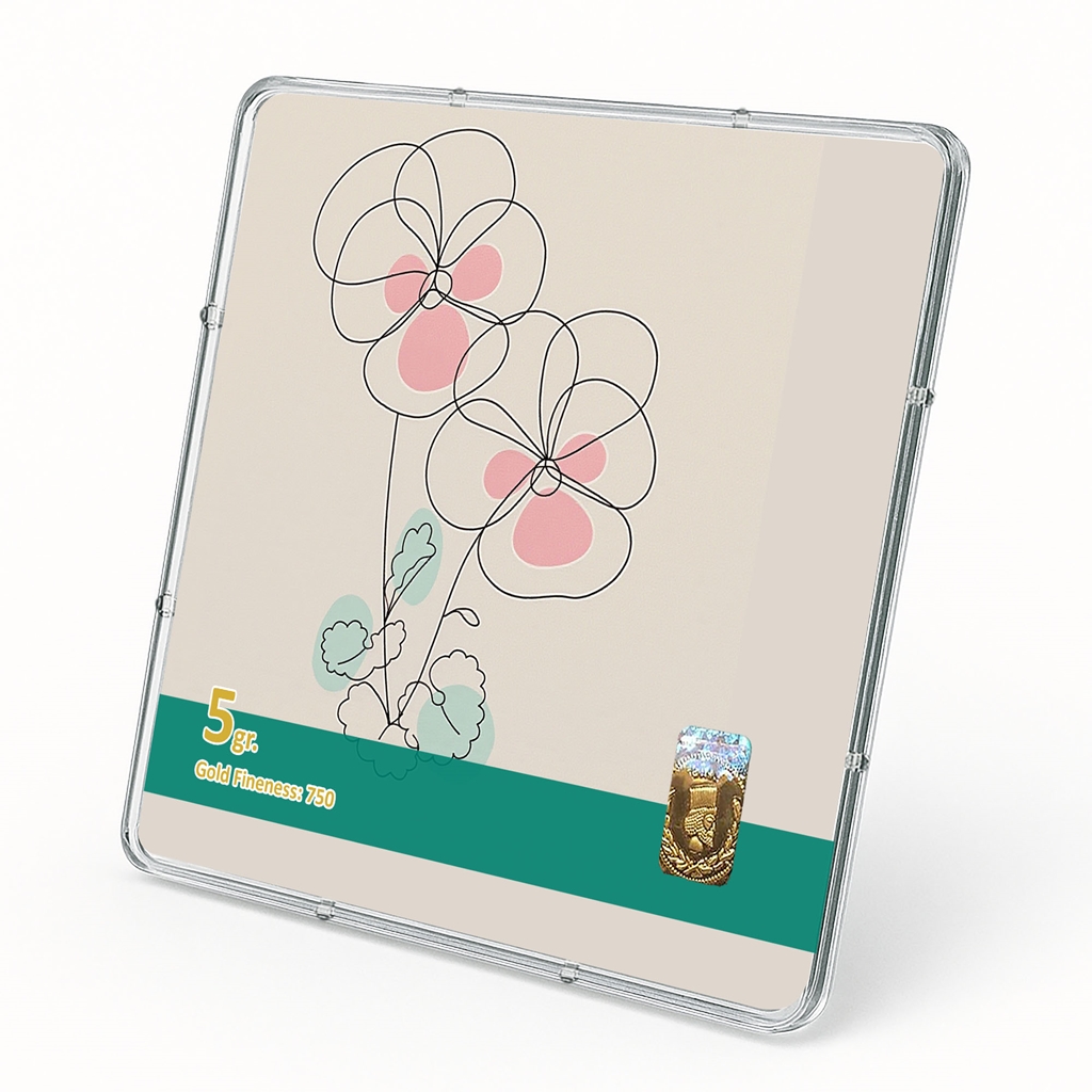 شمش طلا 18 عیار طلاشاپ مدل گل کد BRF10029 - Image 2