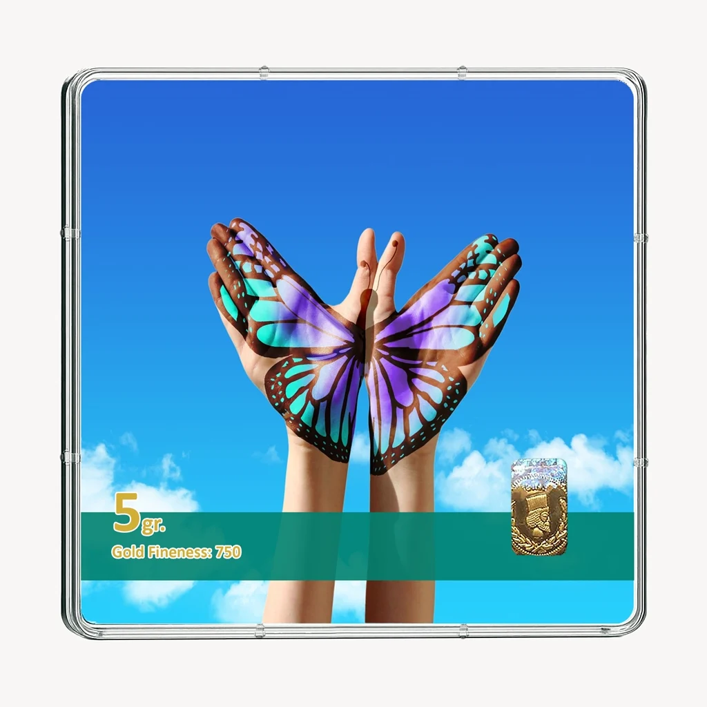 شمش طلا 18 عیار طلاشاپ مدل پروانه کد BRF10035