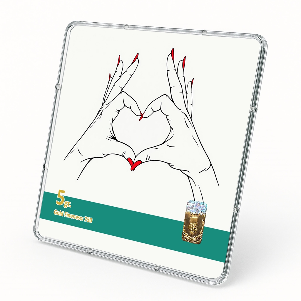 شمش طلا 18 عیار طلاشاپ مدل عاشقانه کد BRF10031 - Image 2