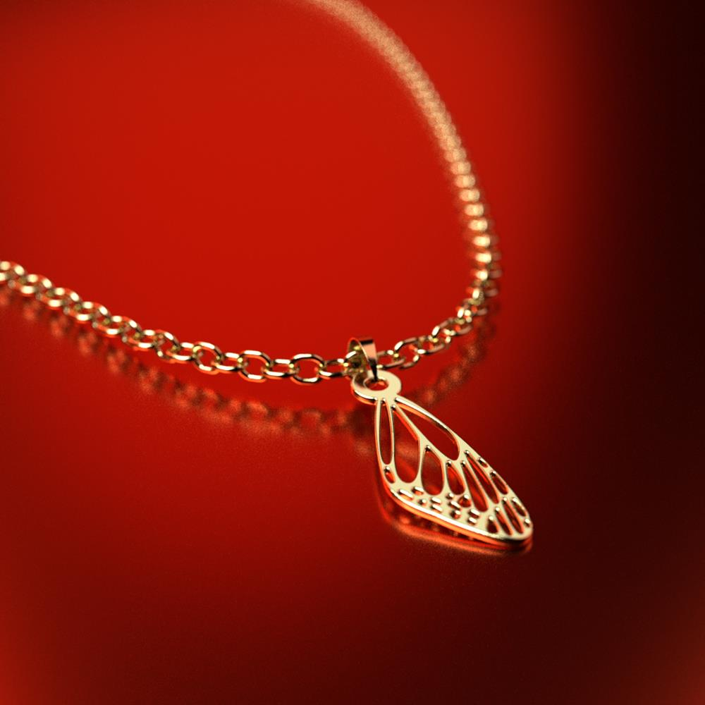 پلاک طلا 18 عیار زنانه مدل پر پروانه کد R201 - Image 2