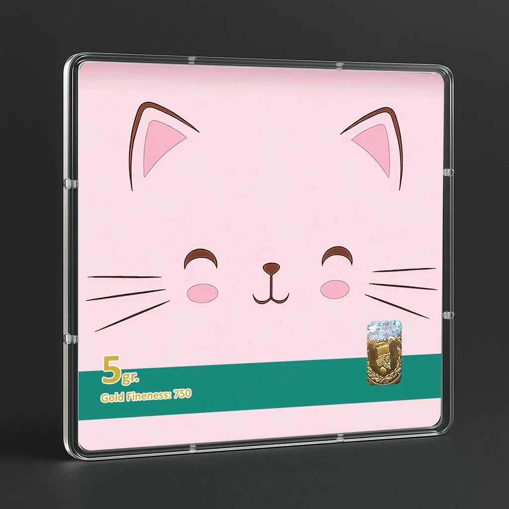 شمش طلا 18 عیار طلاشاپ مدل گربه کد BRF10032 - تصویر 3