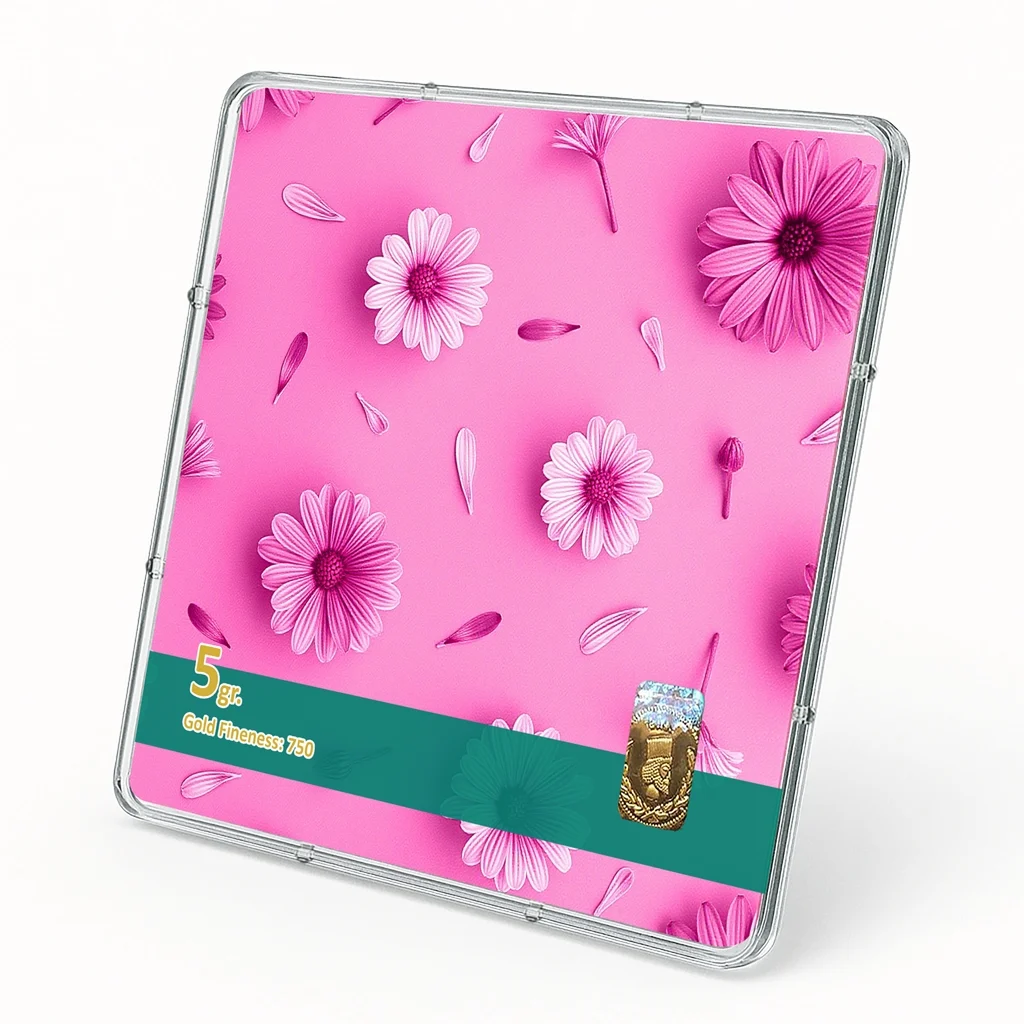 شمش طلا 18 عیار طلاشاپ مدل گل کد BRF10046 - تصویر 2