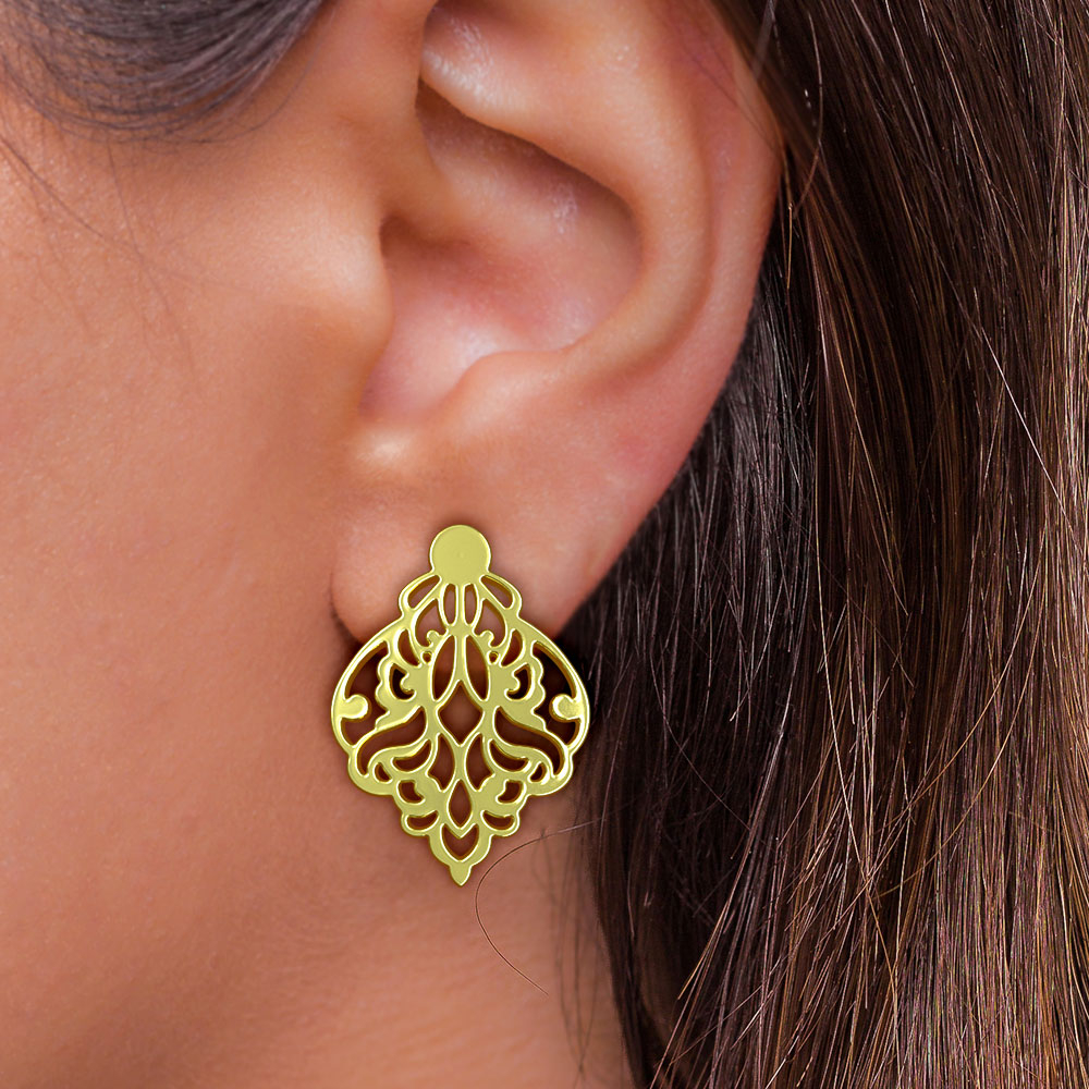 نیم ست طلا 18 عیار زنانه مدل اسلیمی کد R196 - Image 2