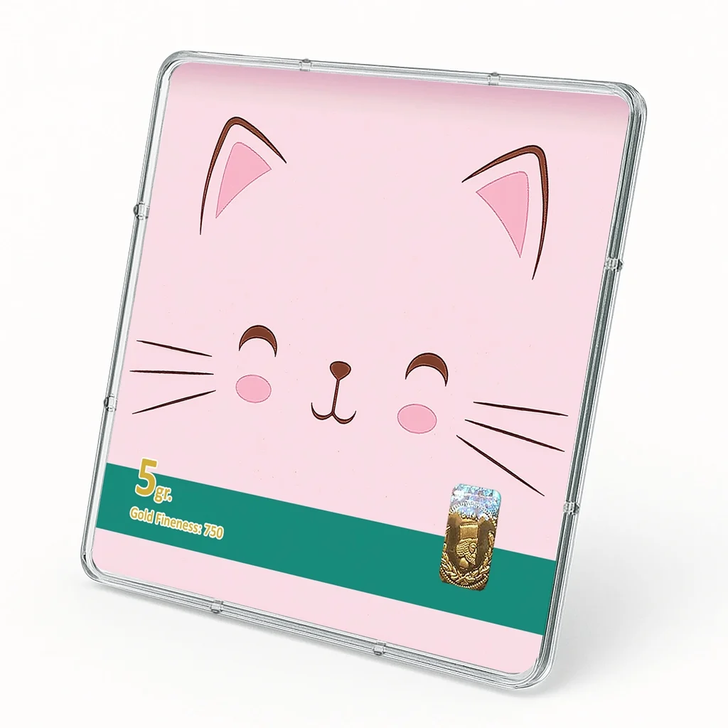 شمش طلا 18 عیار طلاشاپ مدل گربه کد BRF10032 - تصویر 2