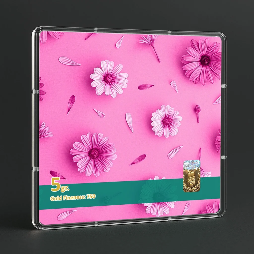 شمش طلا 18 عیار طلاشاپ مدل گل کد BRF10046 - تصویر 3