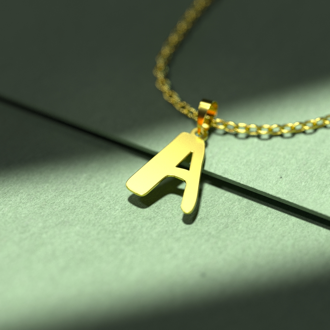 پلاک طلا 18 عیار زنانه مدل حرف A کد R380 - Image 2