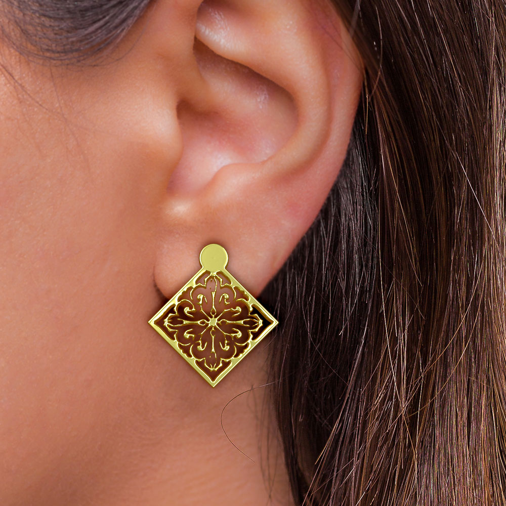 نیم ست طلا 18 عیار زنانه مدل اسلیمی کد R427 - Image 3