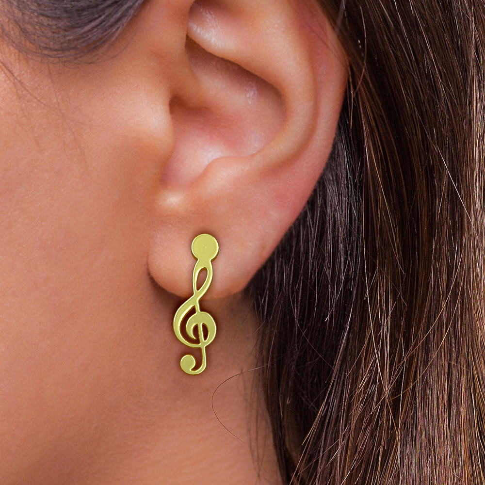 نیم ست طلا 18 عیار زنانه مدل نت موسیقی کد R272 - Image 3