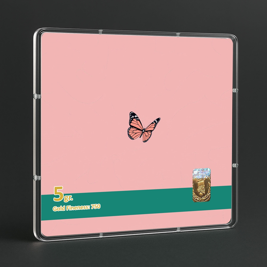 شمش طلا 18 عیار طلاشاپ مدل پروانه کد BRF10050 - Image 3