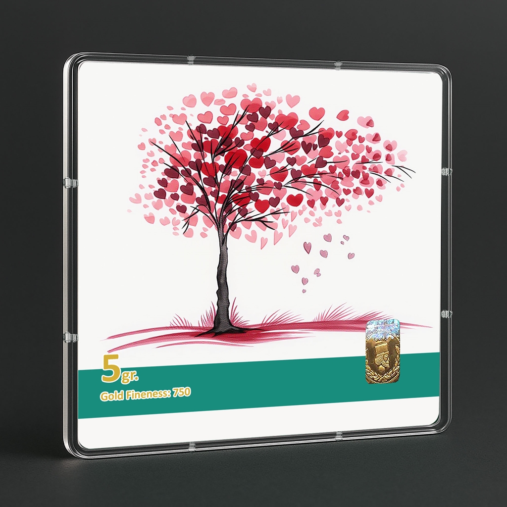 شمش طلا 18 عیار طلاشاپ مدل عاشقانه کد BRF10026 - Image 3