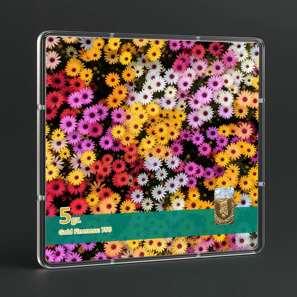 شمش طلا 18 عیار طلاشاپ مدل گل کد BRF10051 - تصویر 3