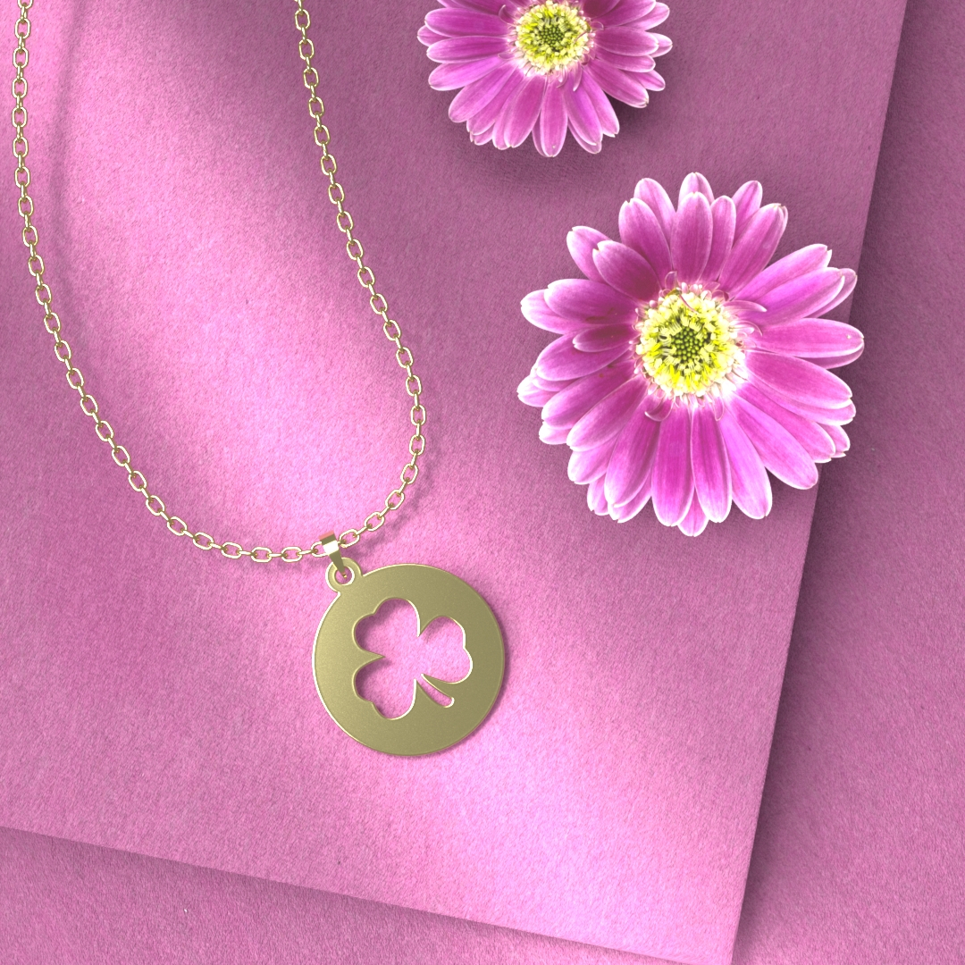 گردنبند طلا 18 عیار زنانه مدل گل و دایره کد R393