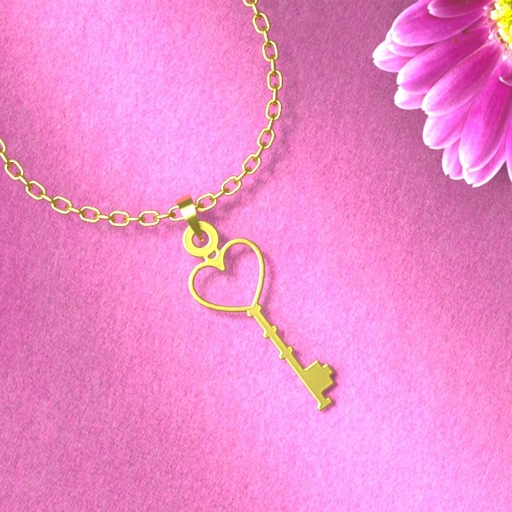 پلاک طلا 18 عیار زنانه مدل کلید کد R217 - Image 4