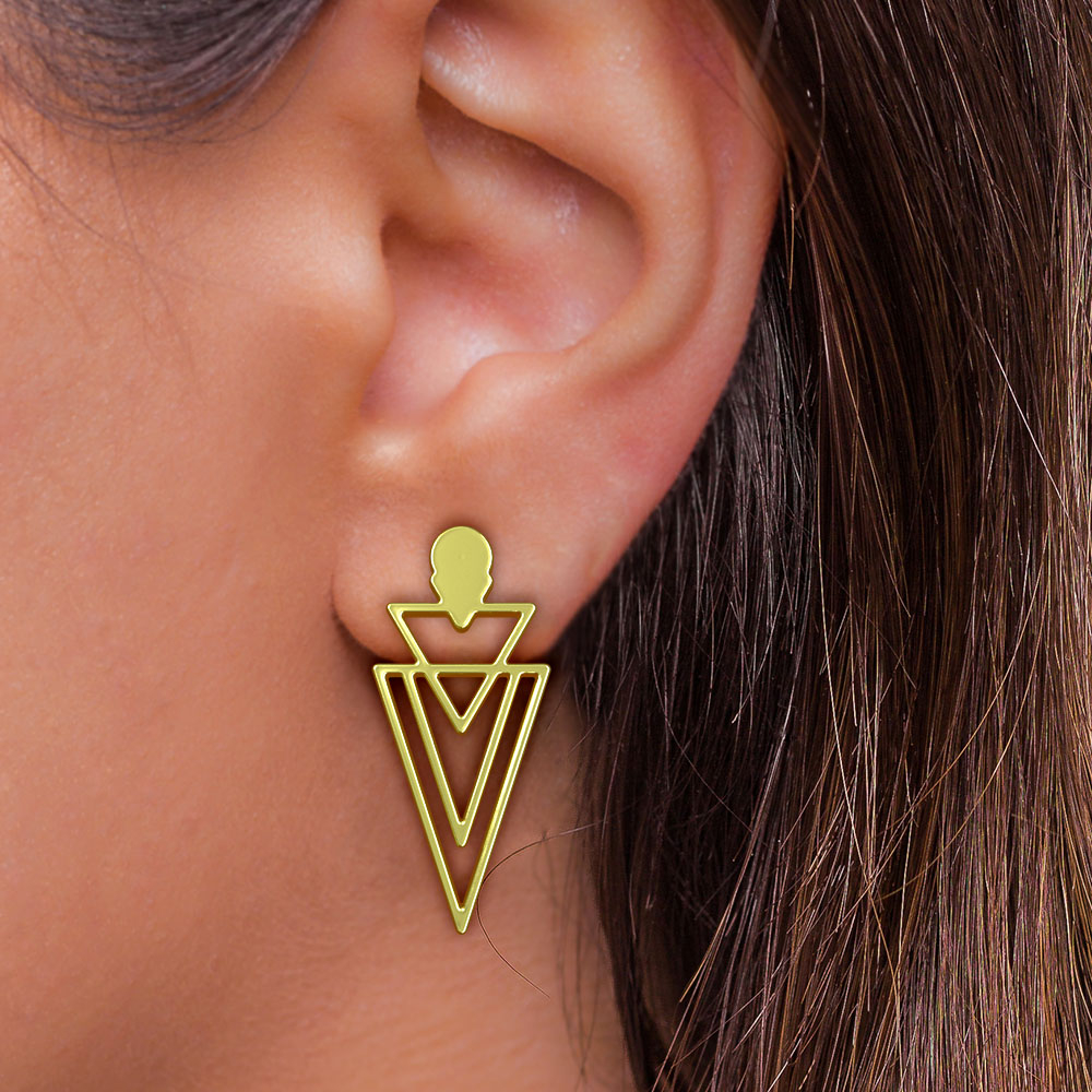 نیم ست طلا 18 عیار زنانه مدل مثلث کد R386 - Image 2