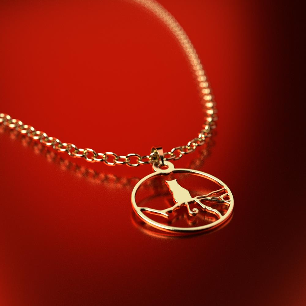 پلاک طلا 18 عیار زنانه مدل گربه کد R625 - Image 2