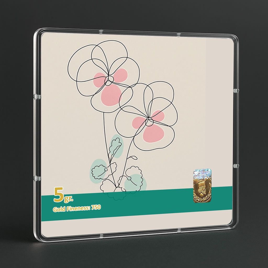 شمش طلا 18 عیار طلاشاپ مدل گل کد BRF10029 - Image 3