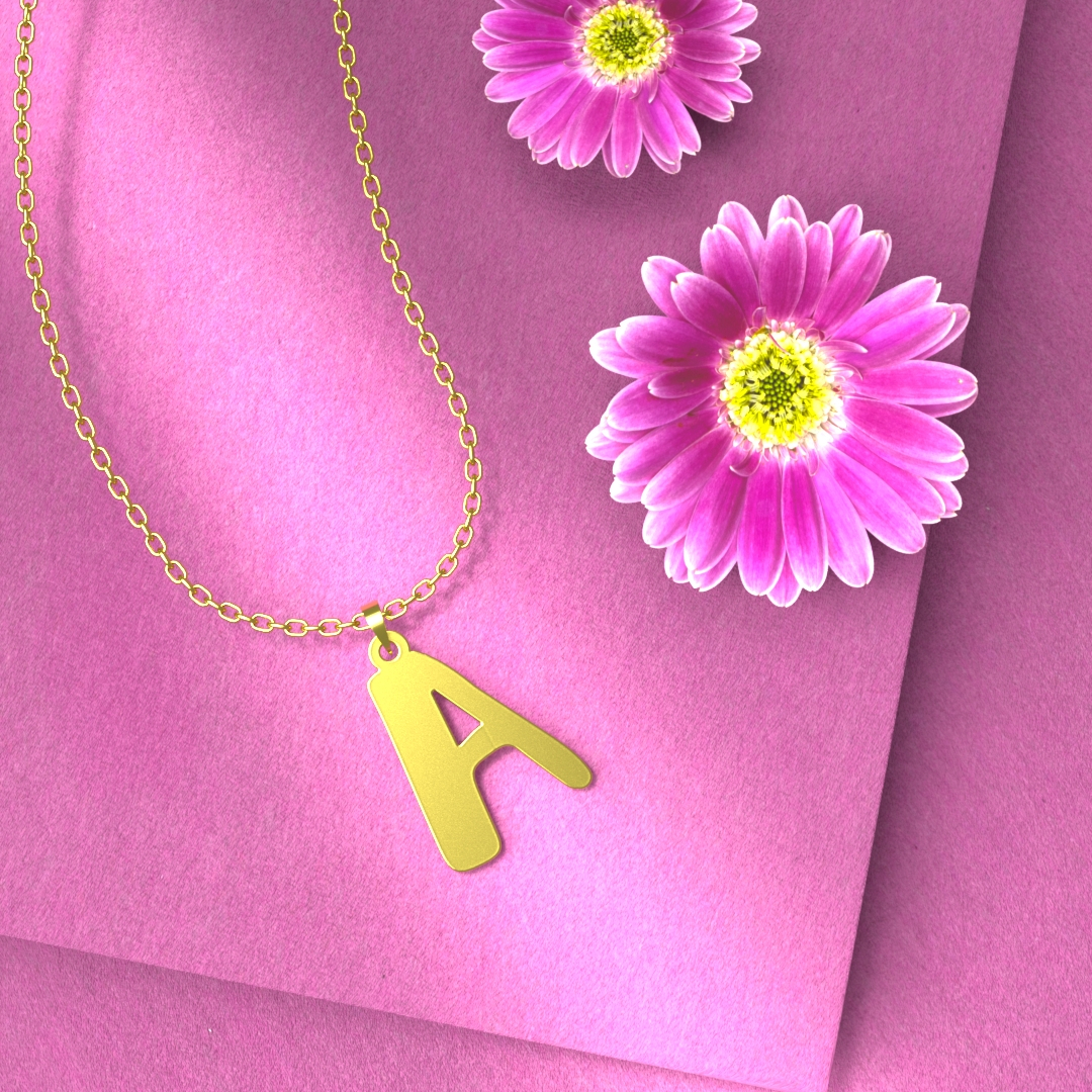 پلاک طلا 18 عیار زنانه مدل حرف A کد R380 - Image 4