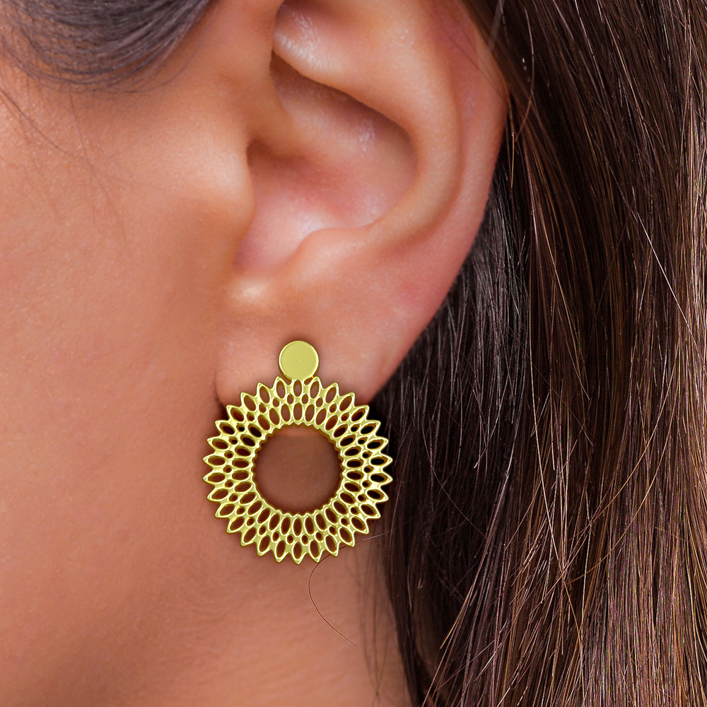 نیم ست طلا 18 عیار زنانه مدل گل کد R462 - Image 3