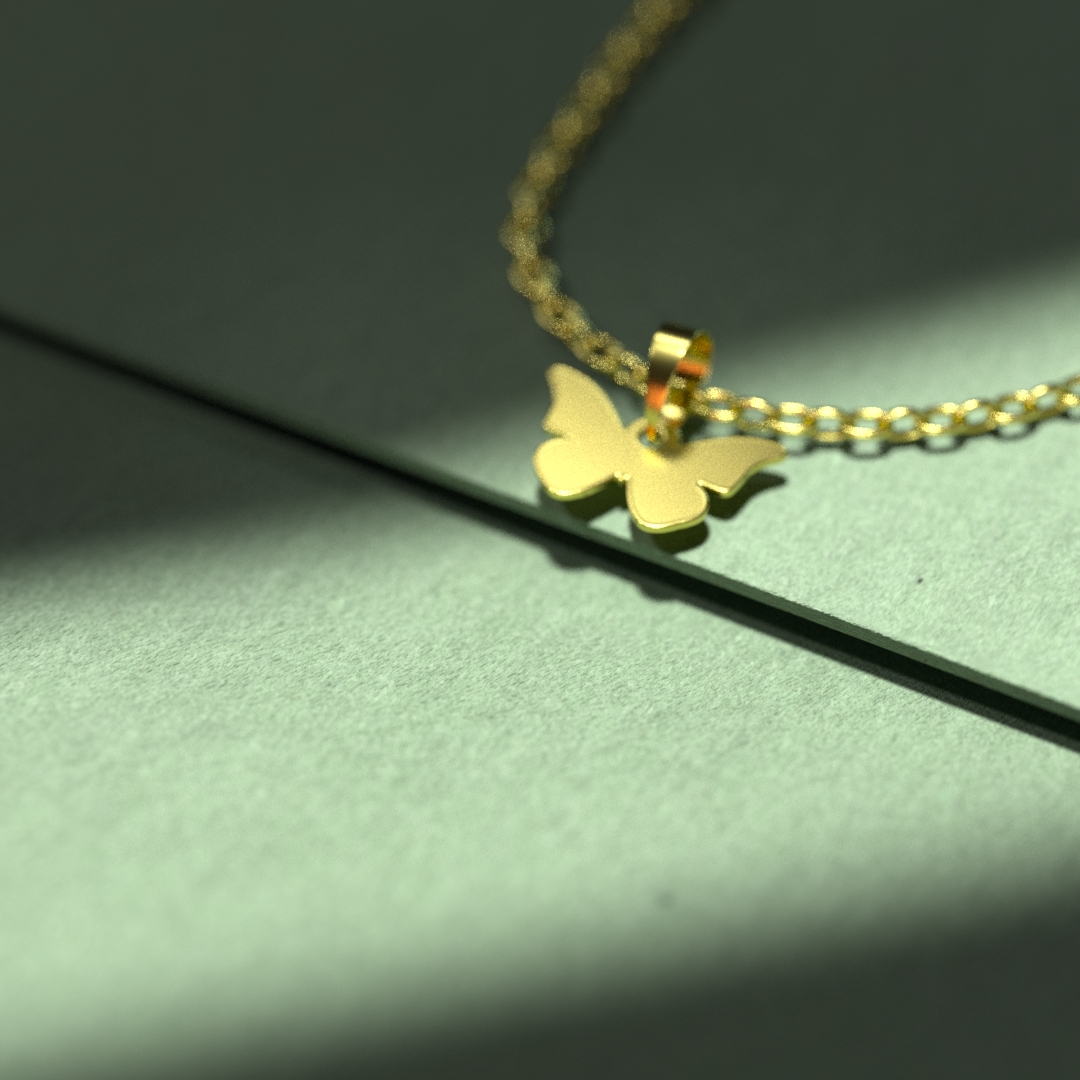 پلاک طلا 18 عیار زنانه مدل پروانه کد R629 - Image 4